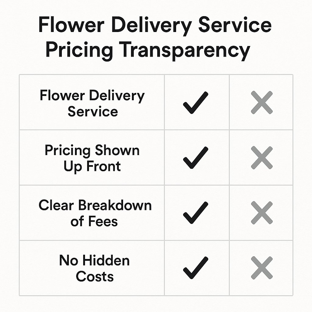 comparison chart of flower delivery service pricing transparency